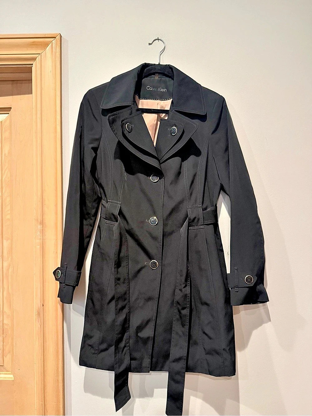 Calvin Klein Women's Black Trench Coat Like New